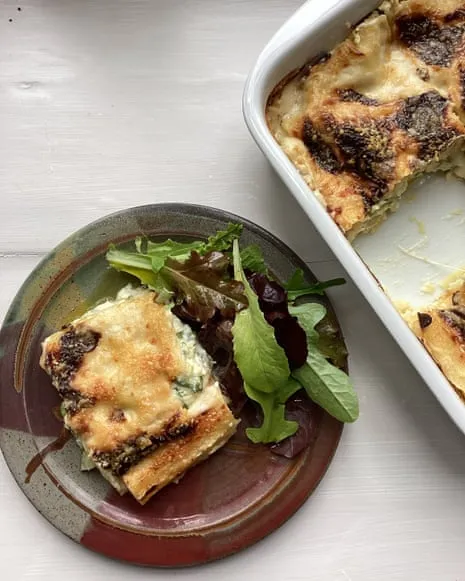 Rachel Roddy's Creation for Lasagna with Courgette and Cheese Medley